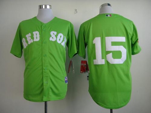 Red Sox #15 Dustin Pedroia Green Stitched MLB Jersey